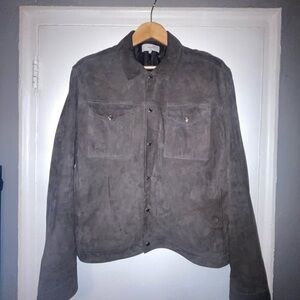 Reiss Charcoal Taupe Suede Jacket Size XL